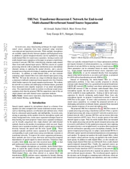 TRUNet: Transformer-Recurrent-U Network for Multi-channel Reverberant
  Sound Source Separation