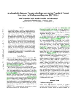 Arachnophobia Exposure Therapy using Experience-driven Procedural
  Content Generation via Reinforcement Learning (EDPCGRL)