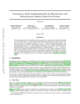 Universal Joint Approximation of Manifolds and Densities by Simple
  Injective Flows
