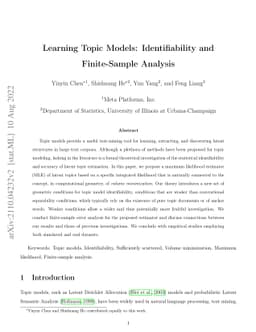 Learning Topic Models: Identifiability and Finite-Sample Analysis