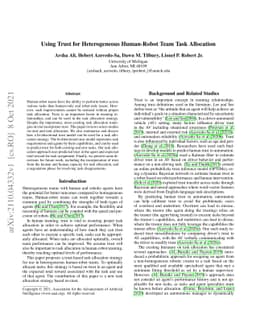 Using Trust for Heterogeneous Human-Robot Team Task Allocation