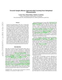Towards Sample-efficient Apprenticeship Learning from Suboptimal
  Demonstration