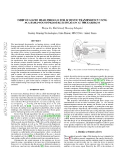Individualized Hear-through For Acoustic Transparency Using PCA-Based
  Sound Pressure Estimation At The Eardrum