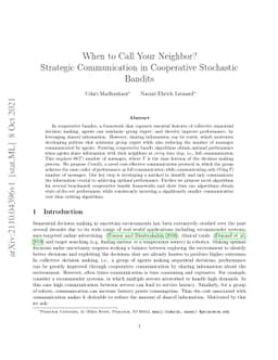 When to Call Your Neighbor? Strategic Communication in Cooperative
  Stochastic Bandits