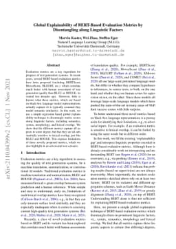 Global Explainability of BERT-Based Evaluation Metrics by Disentangling
  along Linguistic Factors