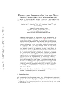 Unsupervised Representation Learning Meets Pseudo-Label Supervised
  Self-Distillation: A New Approach to Rare Disease Classification