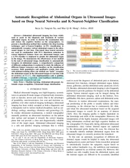 Automatic Recognition of Abdominal Organs in Ultrasound Images based on
  Deep Neural Networks and K-Nearest-Neighbor Classification