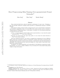 Does Preprocessing Help Training Over-parameterized Neural Networks?