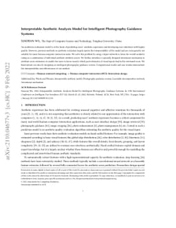 Interpretable Aesthetic Analysis Model for Intelligent Photography
  Guidance Systems