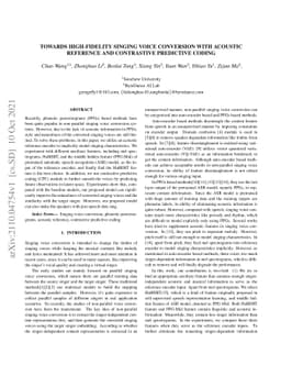 Towards High-fidelity Singing Voice Conversion with Acoustic Reference
  and Contrastive Predictive Coding