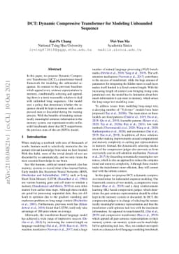 DCT: Dynamic Compressive Transformer for Modeling Unbounded Sequence