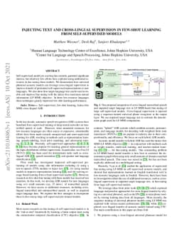 Injecting Text and Cross-lingual Supervision in Few-shot Learning from
  Self-Supervised Models