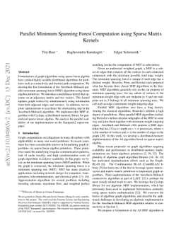 Parallel Minimum Spanning Forest Computation using Sparse Matrix Kernels
