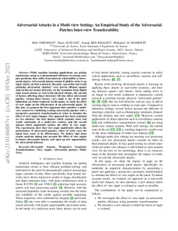 Adversarial Attacks in a Multi-view Setting: An Empirical Study of the
  Adversarial Patches Inter-view Transferability