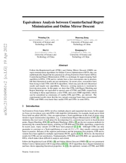 Equivalence Analysis between Counterfactual Regret Minimization and
  Online Mirror Descent