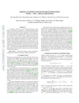 Kernel Learning For Sound Field Estimation With L1 and L2
  Regularizations