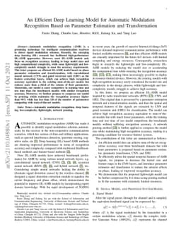 An Efficient Deep Learning Model for Automatic Modulation Recognition
  Based on Parameter Estimation and Transformation