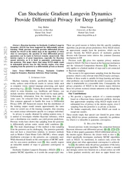 Can Stochastic Gradient Langevin Dynamics Provide Differential Privacy
  for Deep Learning?