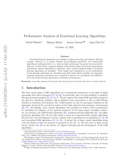 Performance Analysis of Fractional Learning Algorithms