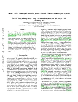 Multi-Task Learning for Situated Multi-Domain End-to-End Dialogue
  Systems