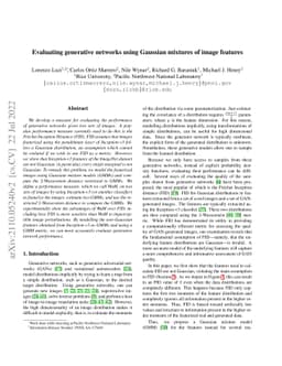 Evaluating generative networks using Gaussian mixtures of image features