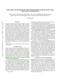 Streaming Transformer Transducer Based Speech Recognition Using
  Non-Causal Convolution