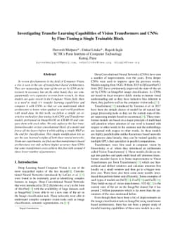 Investigating Transfer Learning Capabilities of Vision Transformers and
  CNNs by Fine-Tuning a Single Trainable Block