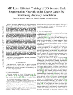 MD Loss: Efficient Training of 3D Seismic Fault Segmentation Network
  under Sparse Labels by Weakening Anomaly Annotation
