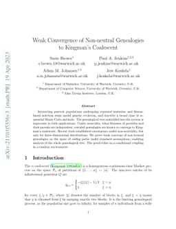 Weak Convergence of Non-neutral Genealogies to Kingman's Coalescent