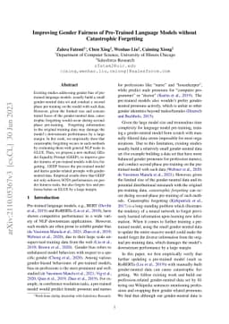 Improving Gender Fairness of Pre-Trained Language Models without
  Catastrophic Forgetting