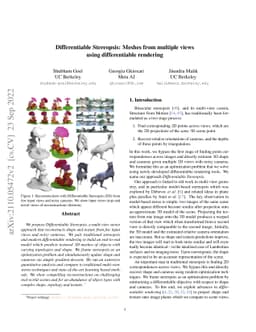Differentiable Stereopsis: Meshes from multiple views using
  differentiable rendering