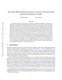 Provably Efficient Reinforcement Learning in Decentralized General-Sum
  Markov Games