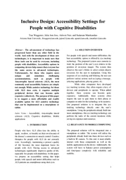 Inclusive Design: Accessibility Settings for People with Cognitive
  Disabilities