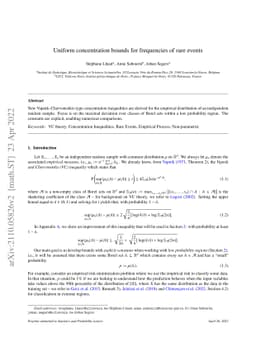 Uniform concentration bounds for frequencies of rare events