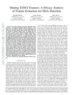Sharing FANCI Features: A Privacy Analysis of Feature Extraction for DGA
  Detection