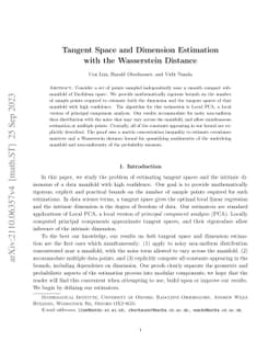 Tangent Space and Dimension Estimation with the Wasserstein Distance