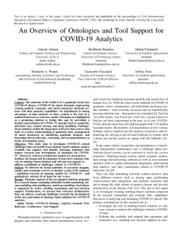 An Overview of Ontologies and Tool Support for COVID-19 Analytics