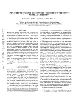 Simple Attention Module based Speaker Verification with Iterative noisy
  label detection