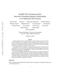NeurIPS 2021 Competition IGLU: Interactive Grounded Language
  Understanding in a Collaborative Environment