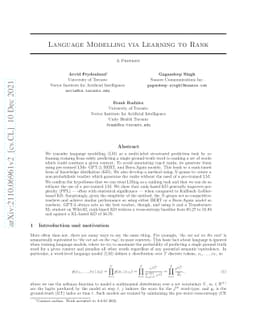 Language Modelling via Learning to Rank