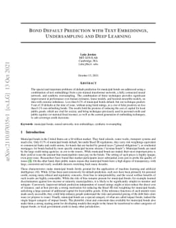 Bond Default Prediction with Text Embeddings, Undersampling and Deep
  Learning