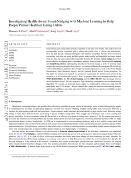 Investigating Health-Aware Smart-Nudging with Machine Learning to Help
  People Pursue Healthier Eating-Habits