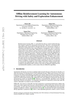 Offline Reinforcement Learning for Autonomous Driving with Safety and
  Exploration Enhancement