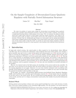On the Sample Complexity of Decentralized Linear Quadratic Regulator
  with Partially Nested Information Structure