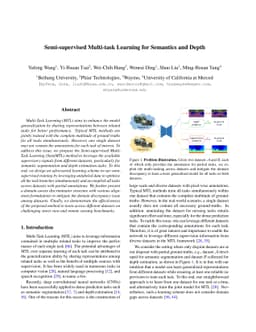 Semi-supervised Multi-task Learning for Semantics and Depth