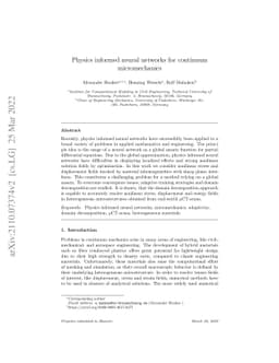 Physics informed neural networks for continuum micromechanics