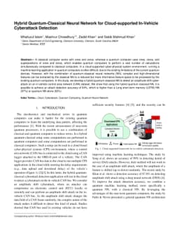 Hybrid Quantum-Classical Neural Network for Cloud-supported In-Vehicle
  Cyberattack Detection