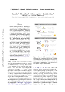 Comparative Opinion Summarization via Collaborative Decoding