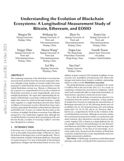 Understanding the Evolution of Blockchain Ecosystems: A Longitudinal
  Measurement Study of Bitcoin, Ethereum, and EOSIO