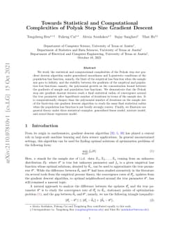 Towards Statistical and Computational Complexities of Polyak Step Size
  Gradient Descent